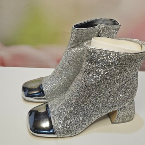 Circus NY By Sam Edelman Women's Osten Heel Boots  Size 8 Silver Glitter NWT - Picture 1 of 6